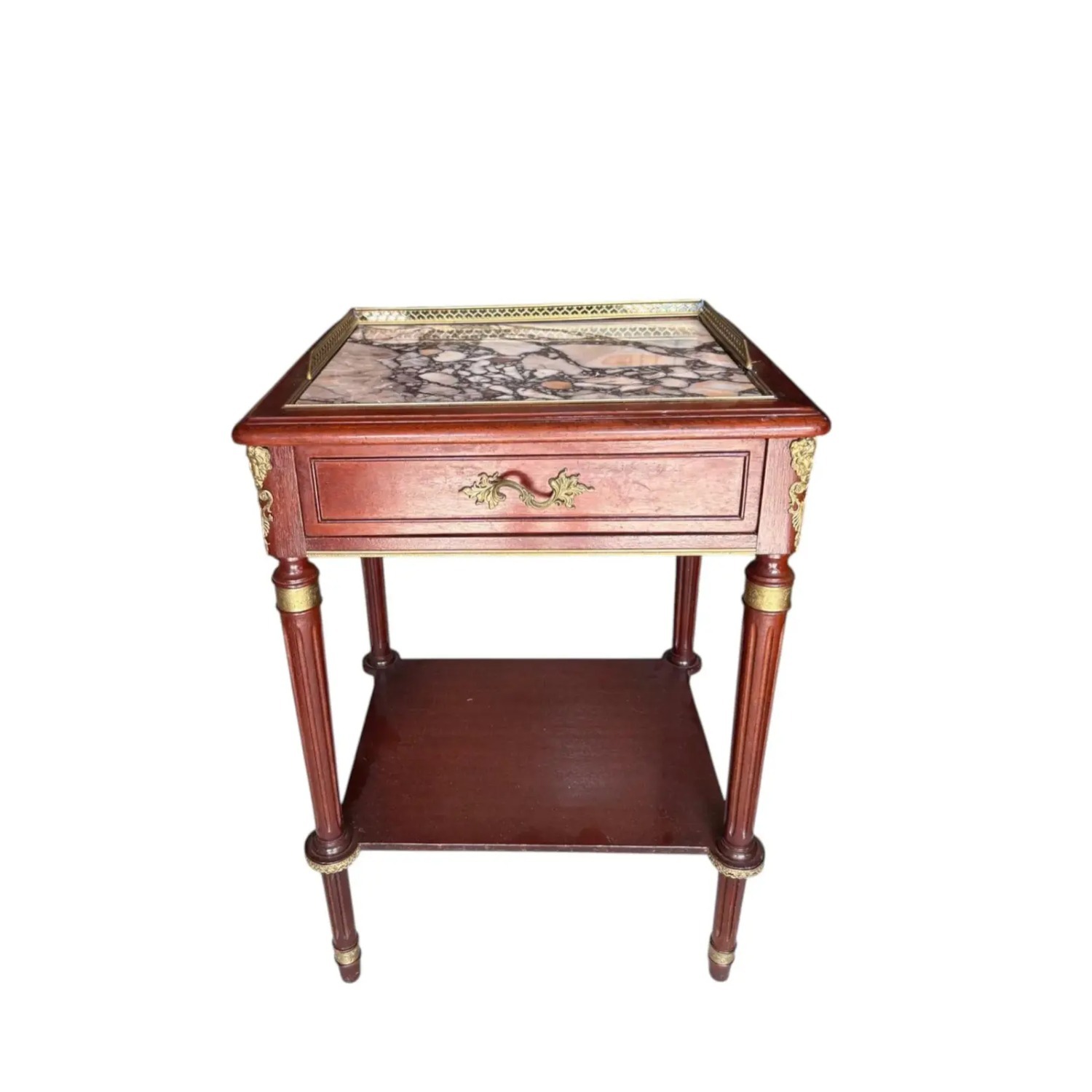 Antique French Mahogany Marble Occasional Table  - image-7