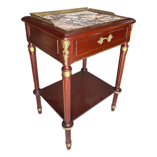 Used Antique French Mahogany Marble Occasional Table for sale on AptDeco