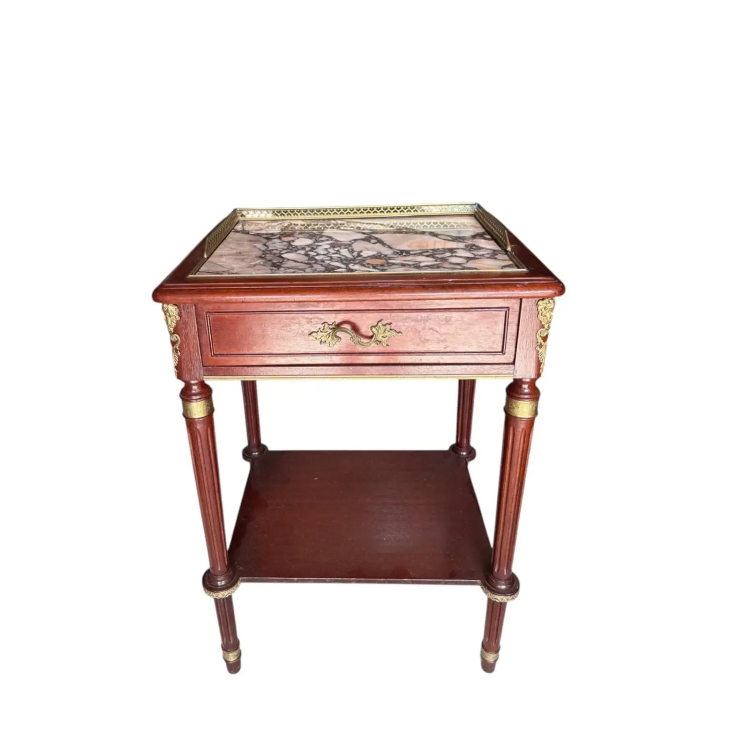 Antique French Mahogany Marble Occasional Table  - image-4