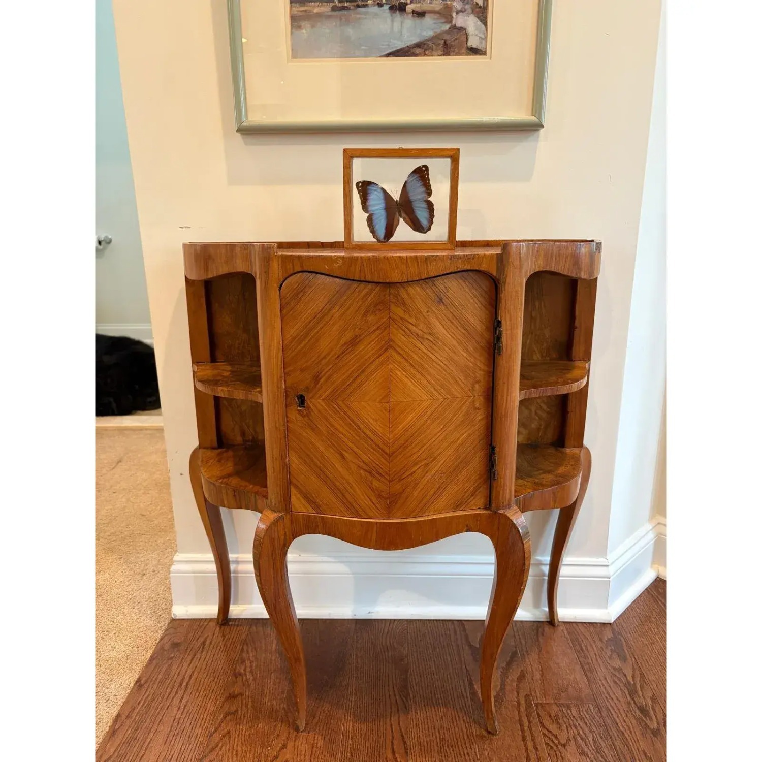 1970s French Inlaid Curved Cabinet - image-2