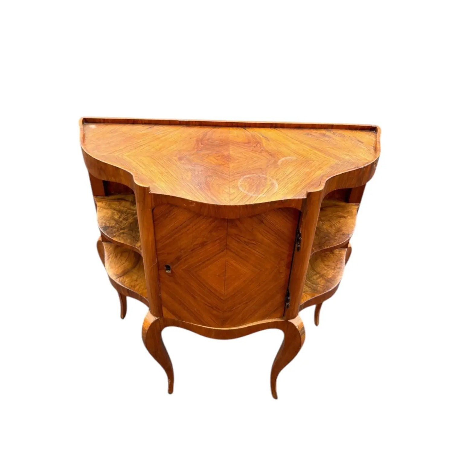 1970s French Inlaid Curved Cabinet - image-4