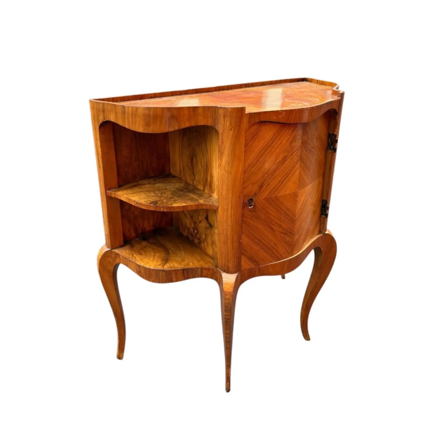 1970s French Inlaid Curved Cabinet - image-3