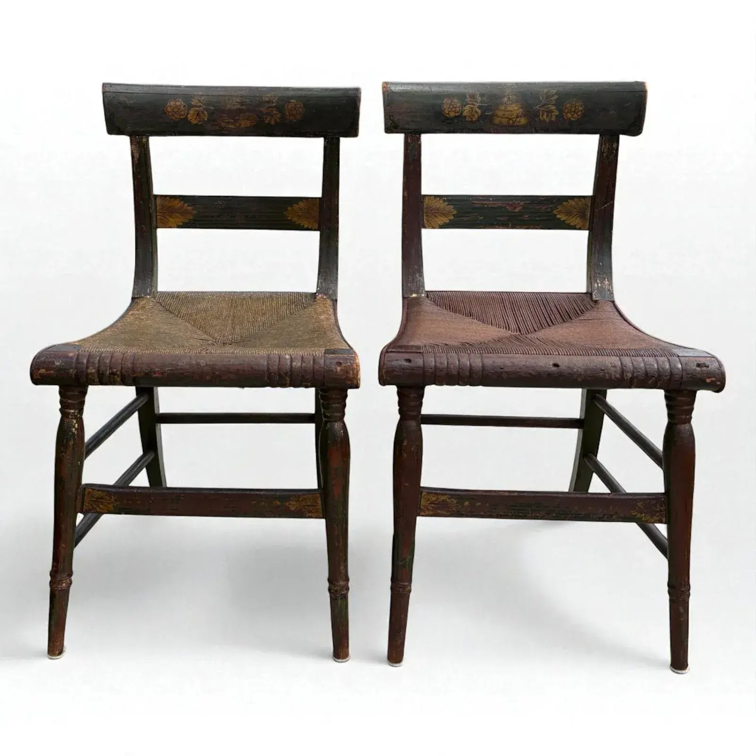 Pair of Antique Hitchcock-Style Rush Bottom Chairs - image-3