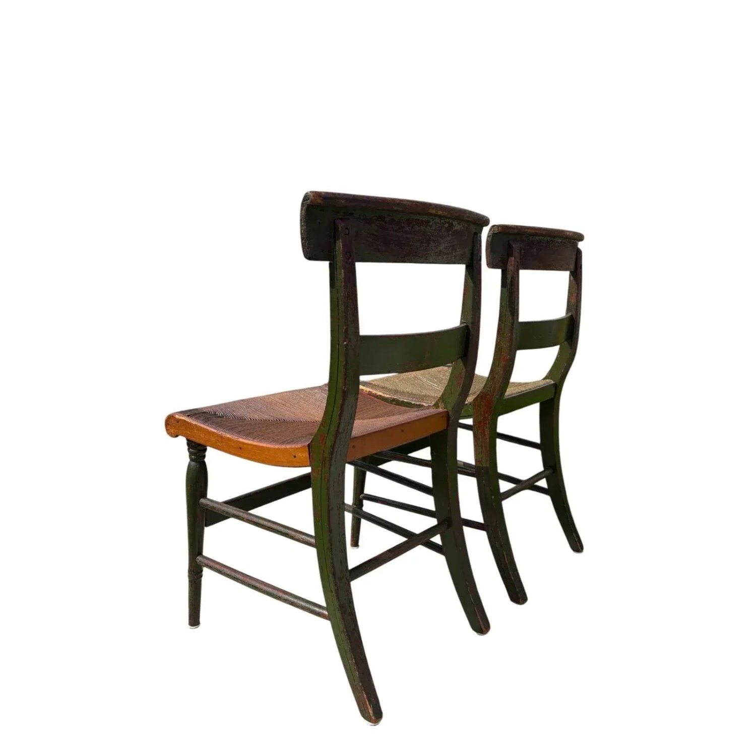 Pair of Antique Hitchcock-Style Rush Bottom Chairs - image-2