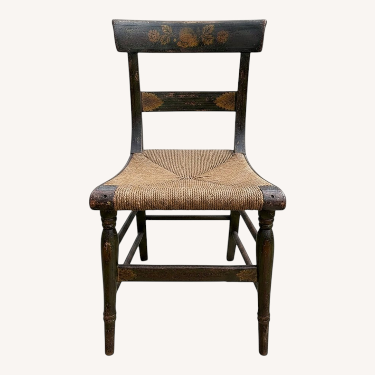 Pair of Antique Hitchcock-Style Rush Bottom Chairs - image-0