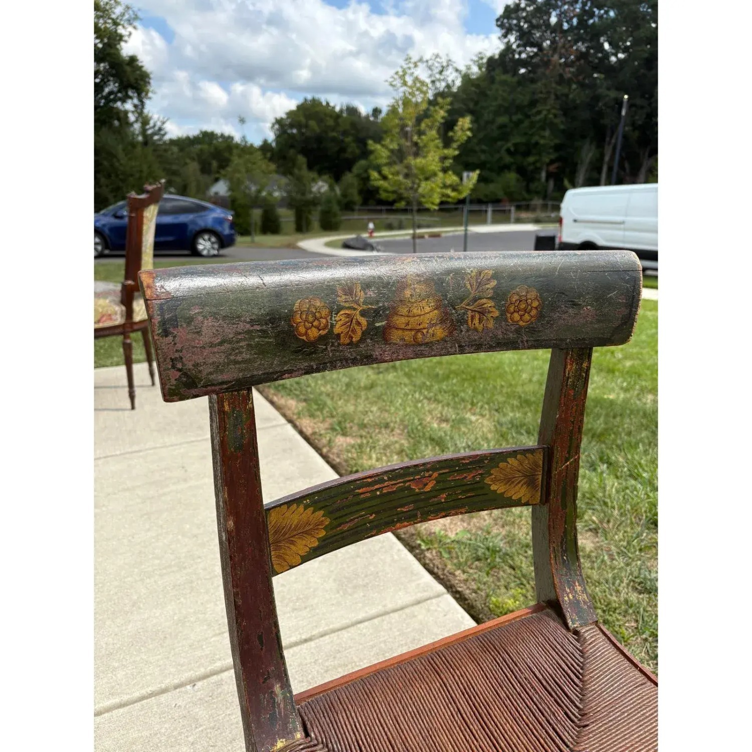 Pair of Antique Hitchcock-Style Rush Bottom Chairs - image-4
