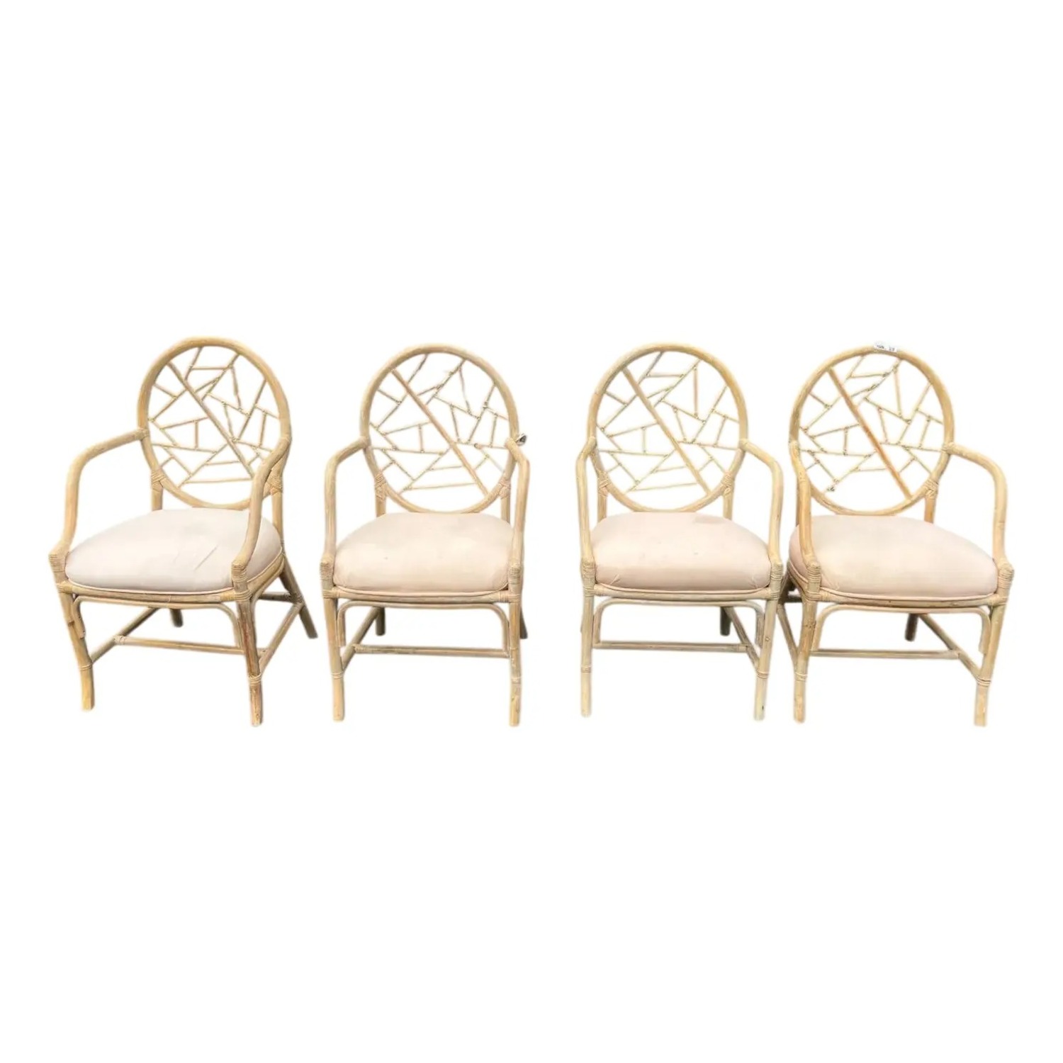 Set of 4 Vintage MCM Rattan Dining Chairs - image-1
