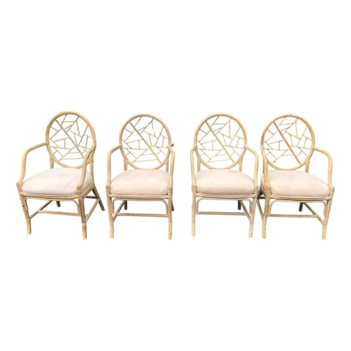 Used Set of 4 Vintage MCM Rattan Dining Chairs for sale on AptDeco
