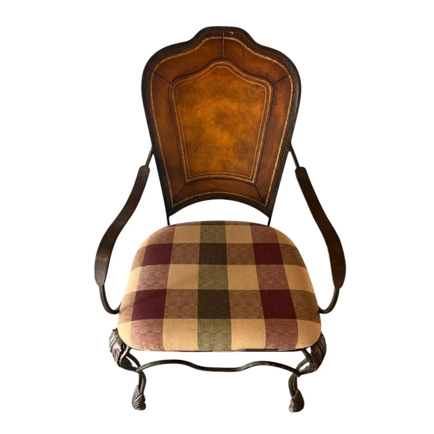 Set of 4 Leather Back Custom Upholstered Chairs - image-4