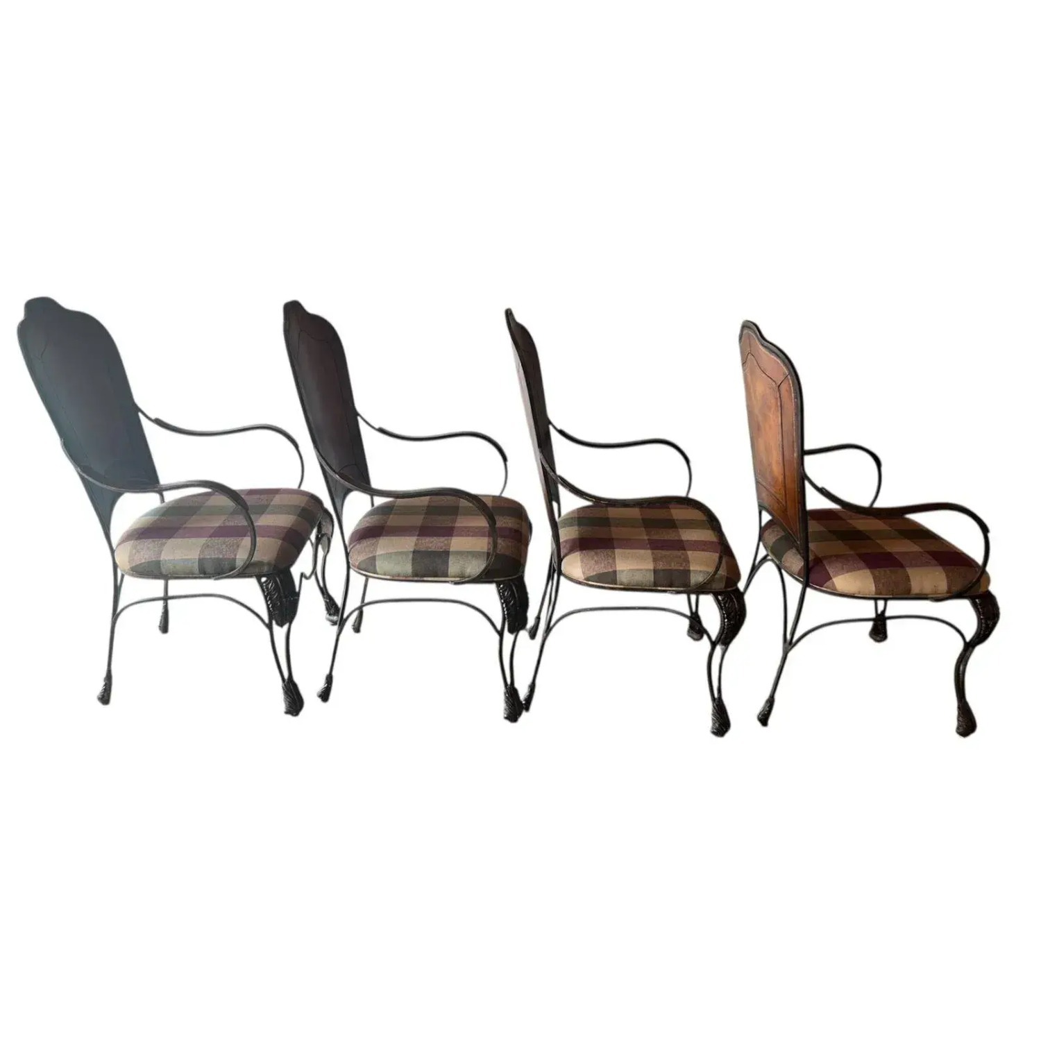 Set of 4 Leather Back Custom Upholstered Chairs - image-2