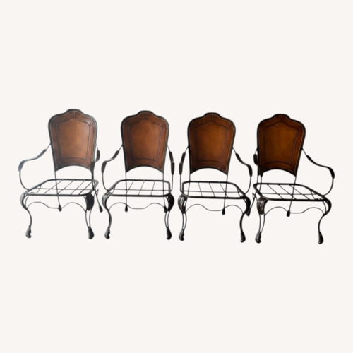 Used Set of 4 Leather Back Custom Upholstered Chairs for sale on AptDeco