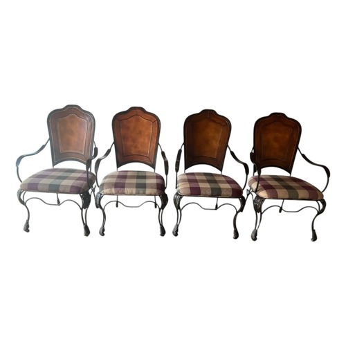 Used Set of 4 Leather Back Custom Upholstered Chairs for sale on AptDeco