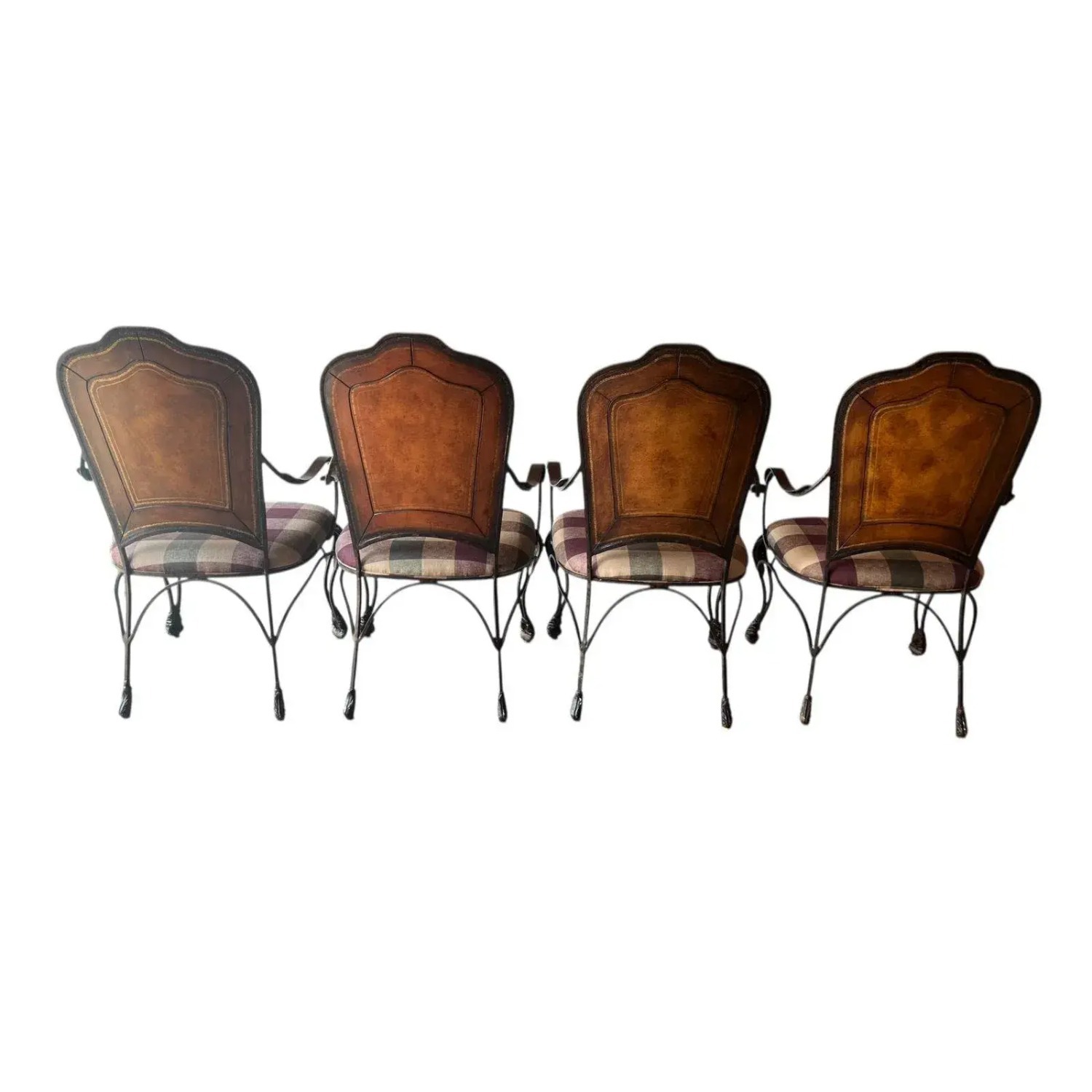 Set of 4 Leather Back Custom Upholstered Chairs - image-3