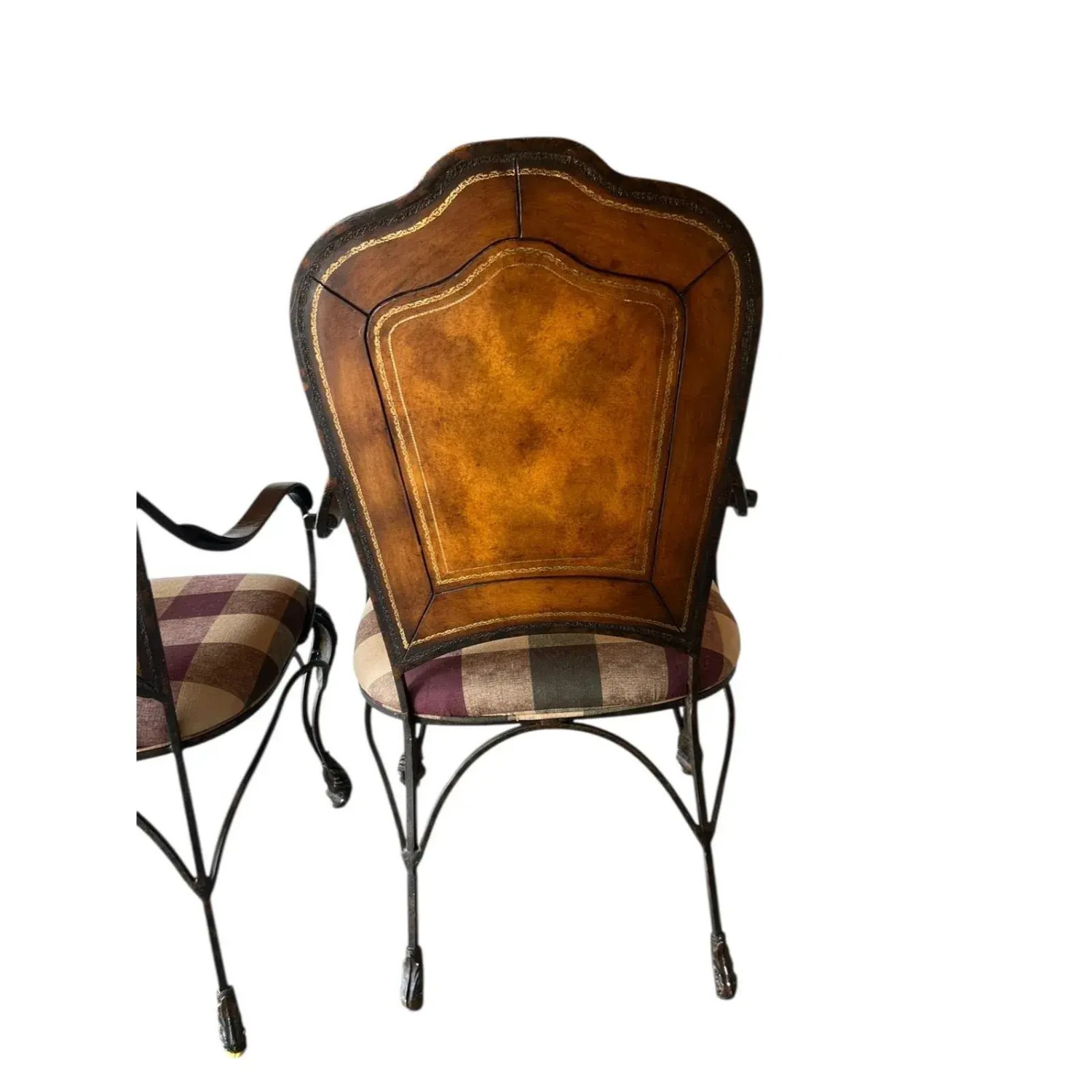 Set of 4 Leather Back Custom Upholstered Chairs - image-5