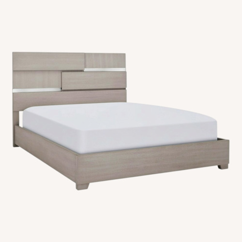 Used Raymour & Flanigan Alara Light Gray King Bed for sale on AptDeco