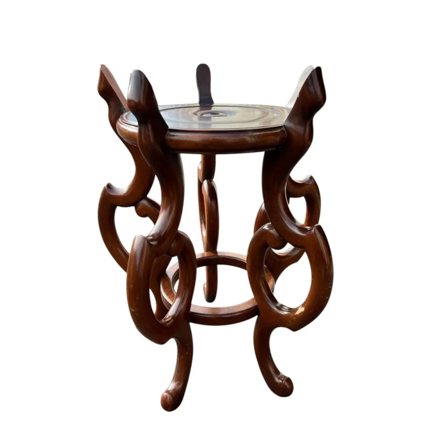 1960s Chinese Sculptural Wooden Plant Stand - image-2
