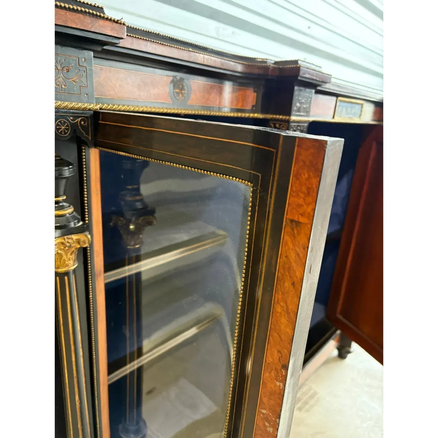 Antique Ebonized Credenza With Wedgwood Jasperware - image-3