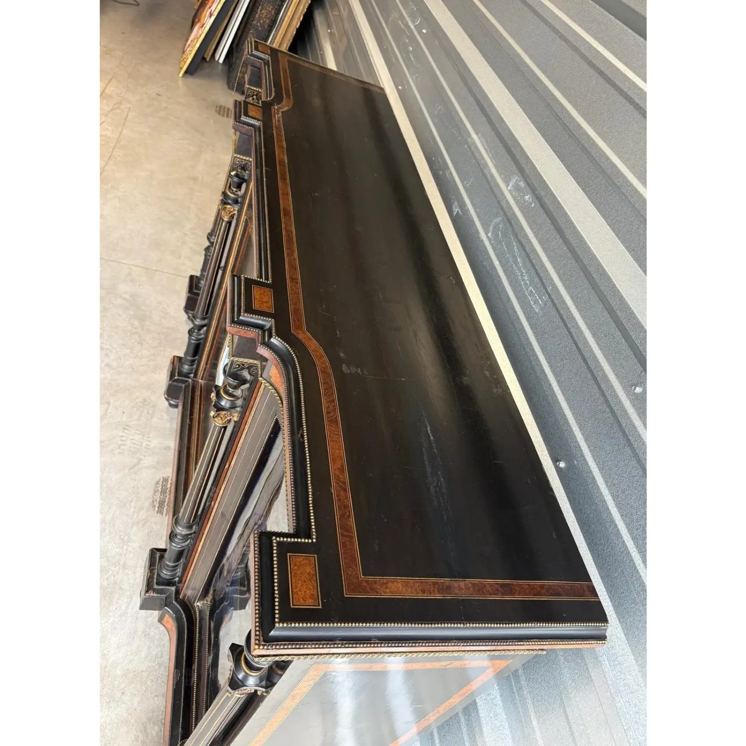 Antique Ebonized Credenza With Wedgwood Jasperware - image-7