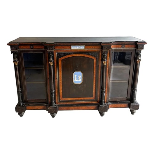 Used Antique Ebonized Credenza With Wedgwood Jasperware for sale on AptDeco