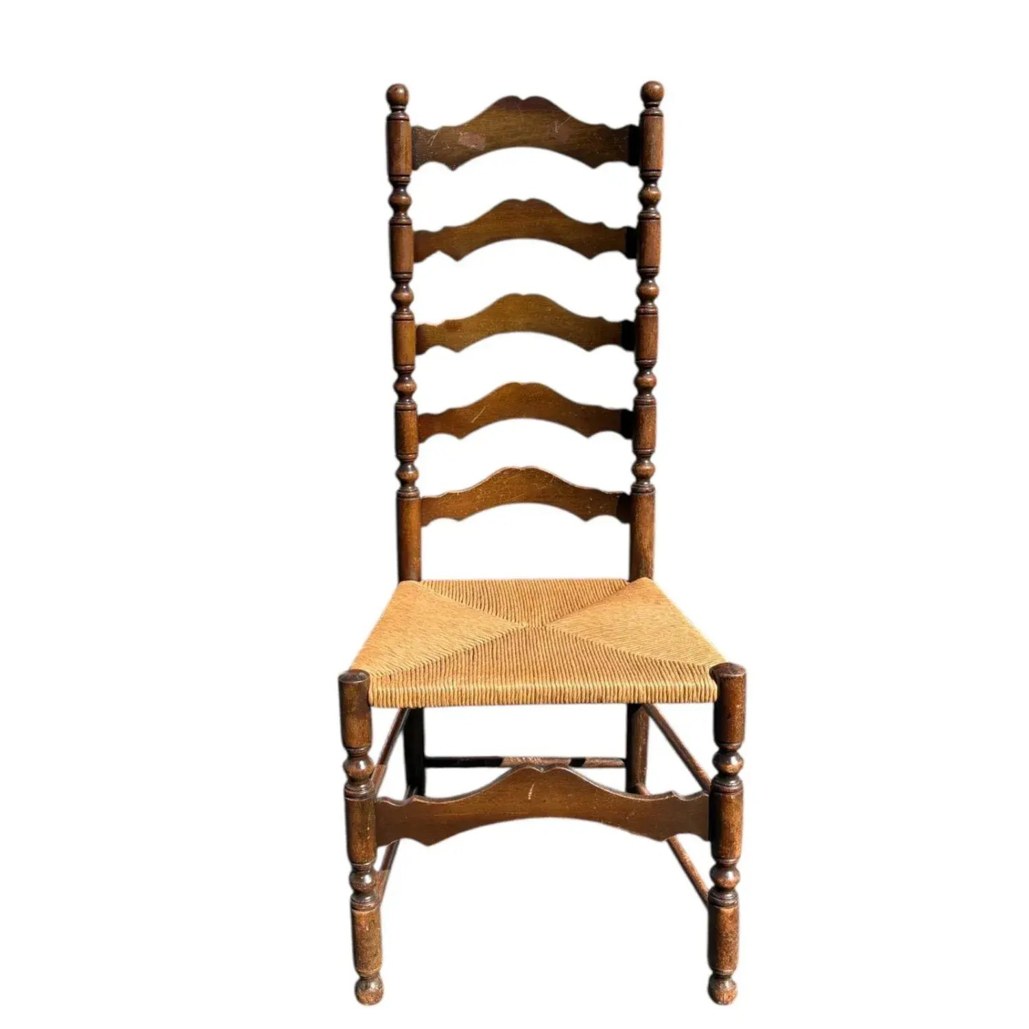 English Ladder Back Accent Chair With Rush Seat - image-8