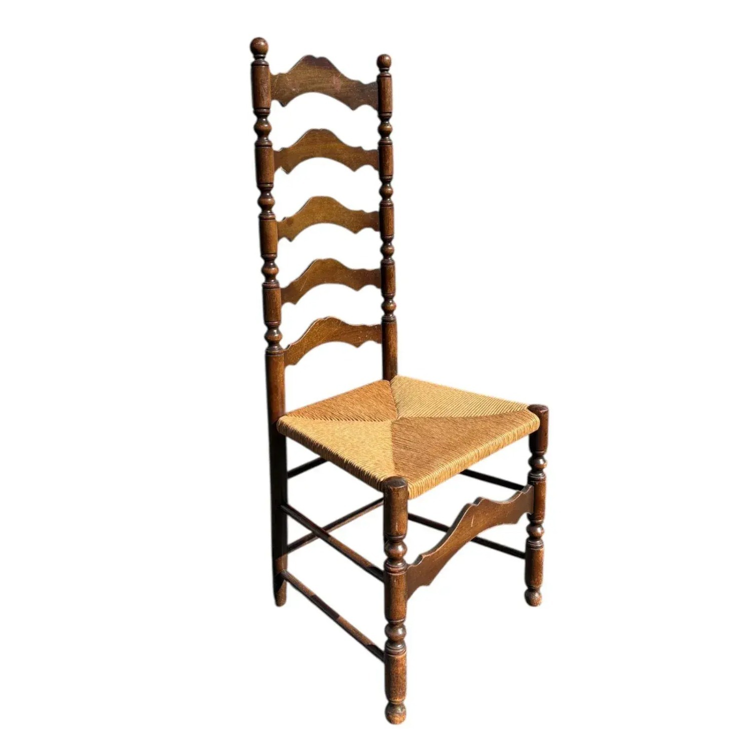 English Ladder Back Accent Chair With Rush Seat - image-9