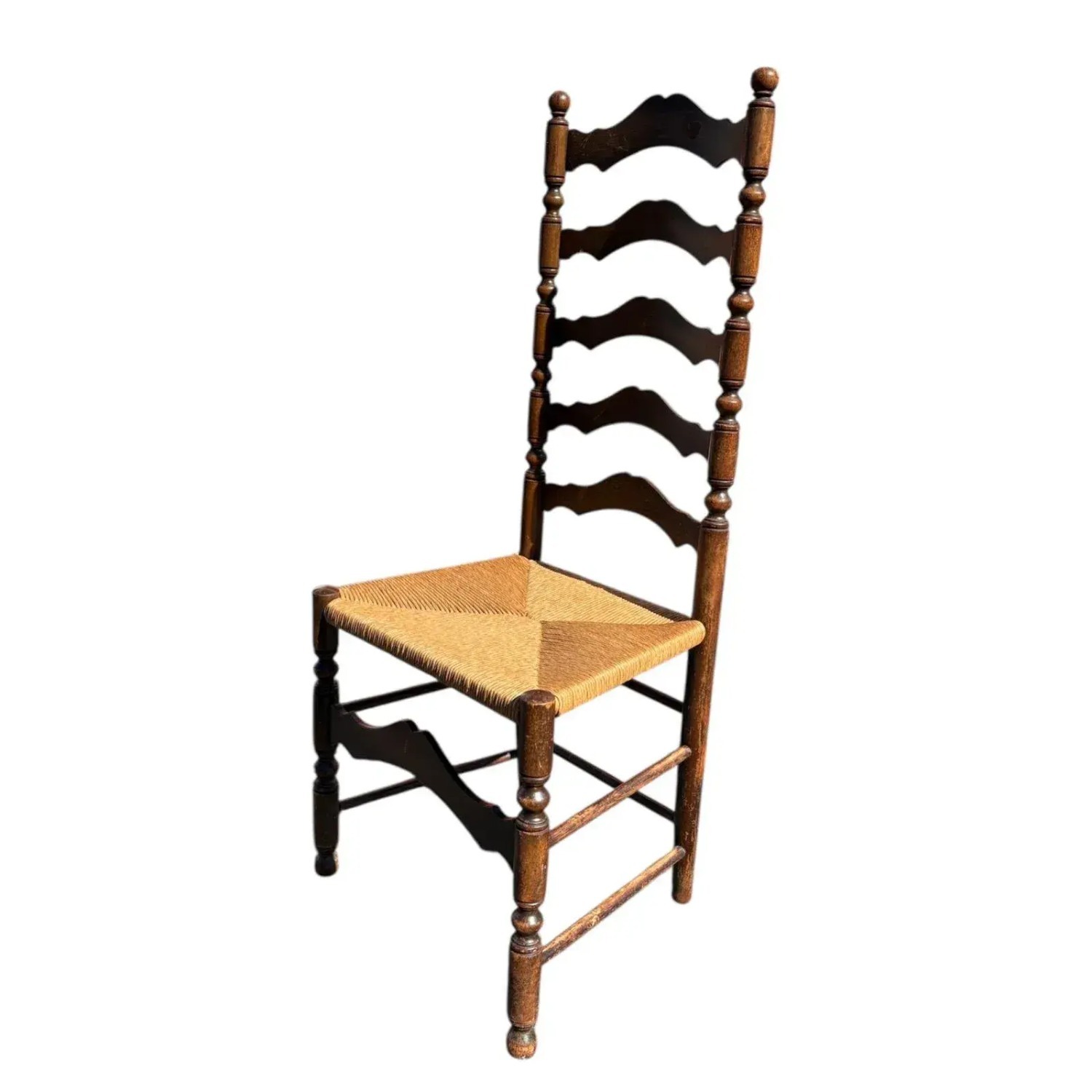 English Ladder Back Accent Chair With Rush Seat - image-7