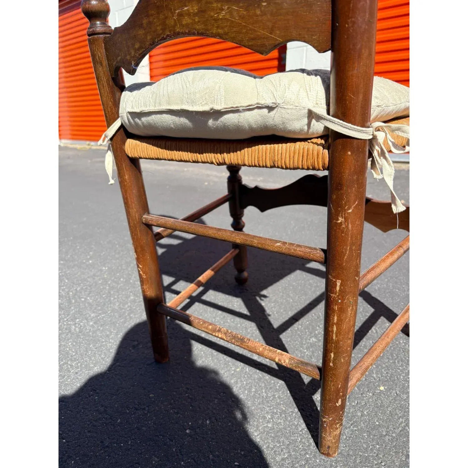 English Ladder Back Accent Chair With Rush Seat - image-6