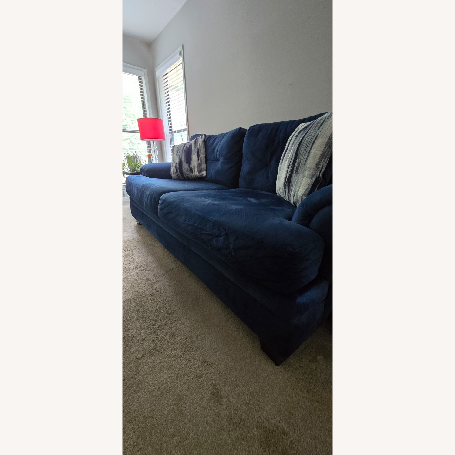 American Signature Furniture Plush Blue Sofa - image-2