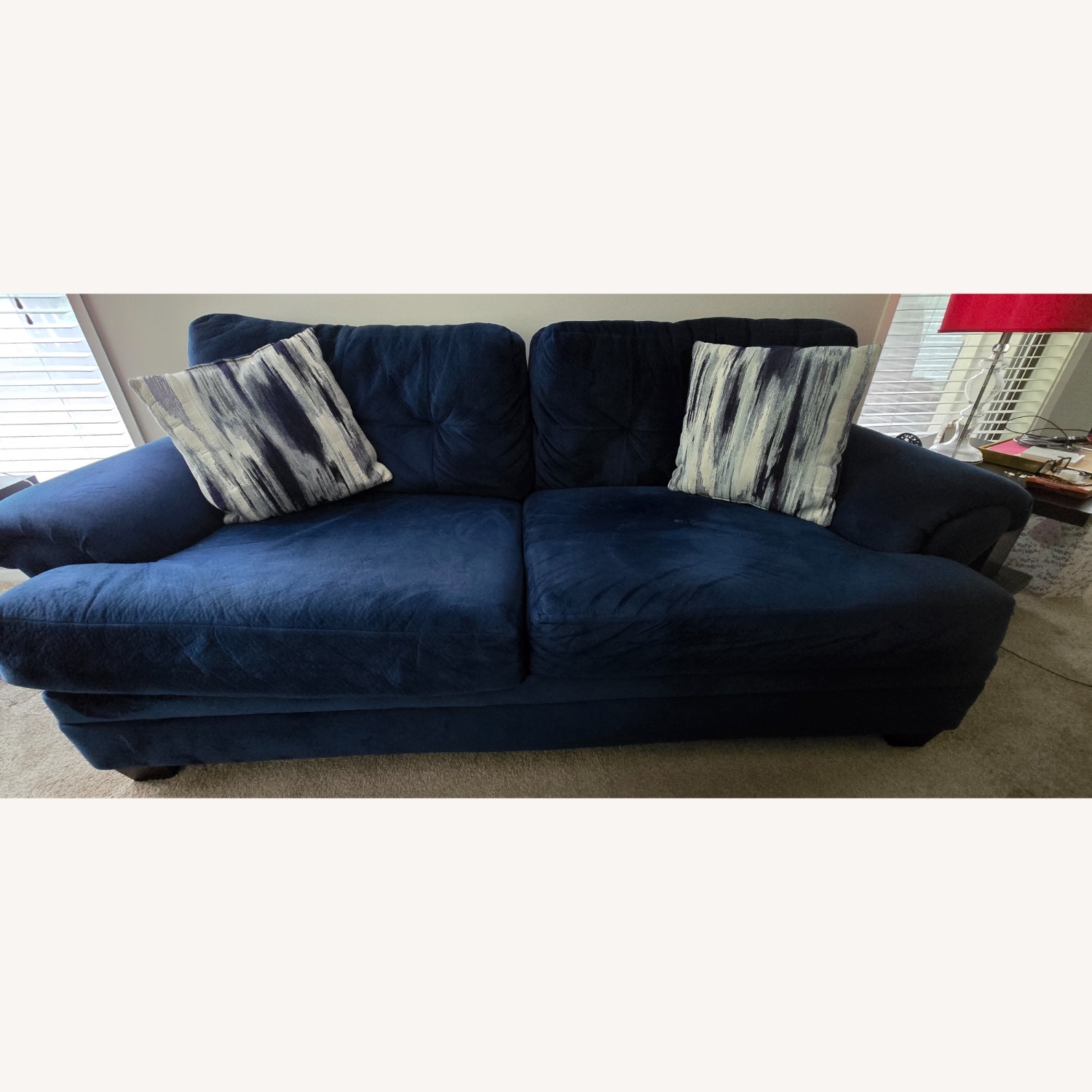 American Signature Furniture Plush Blue Sofa - image-4
