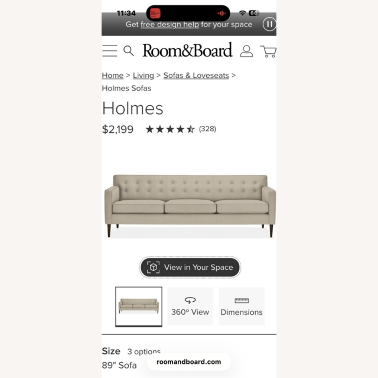 Room & Board Natural Fabric 3+ Seater Sofa - image-5