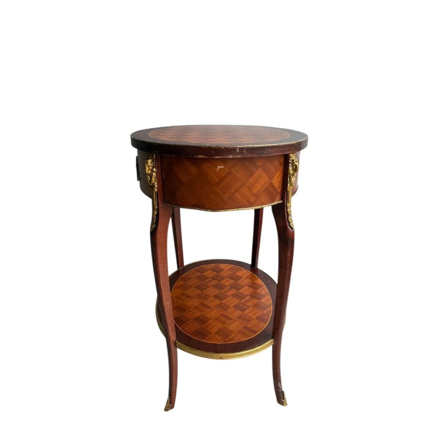 Antique Parquetry Side Table French Louis XV-Style - image-3