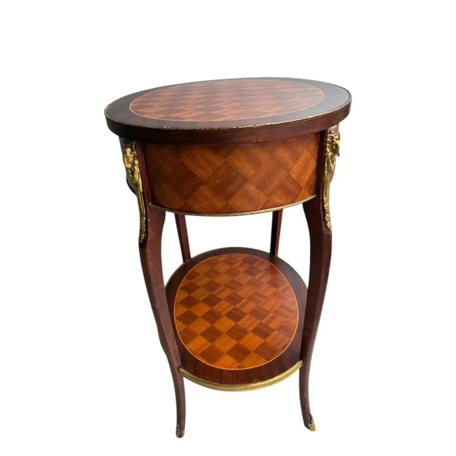Antique Parquetry Side Table French Louis XV-Style - image-8