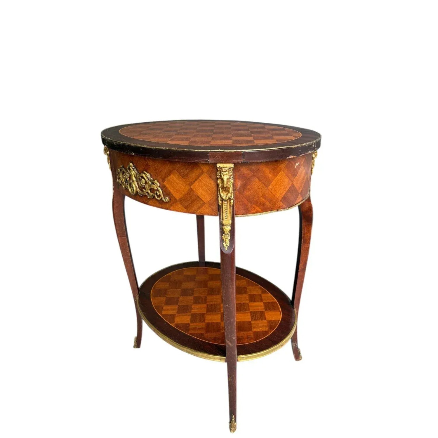 Antique Parquetry Side Table French Louis XV-Style - image-9