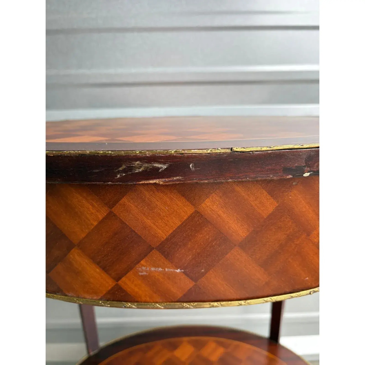 Antique Parquetry Side Table French Louis XV-Style - image-5