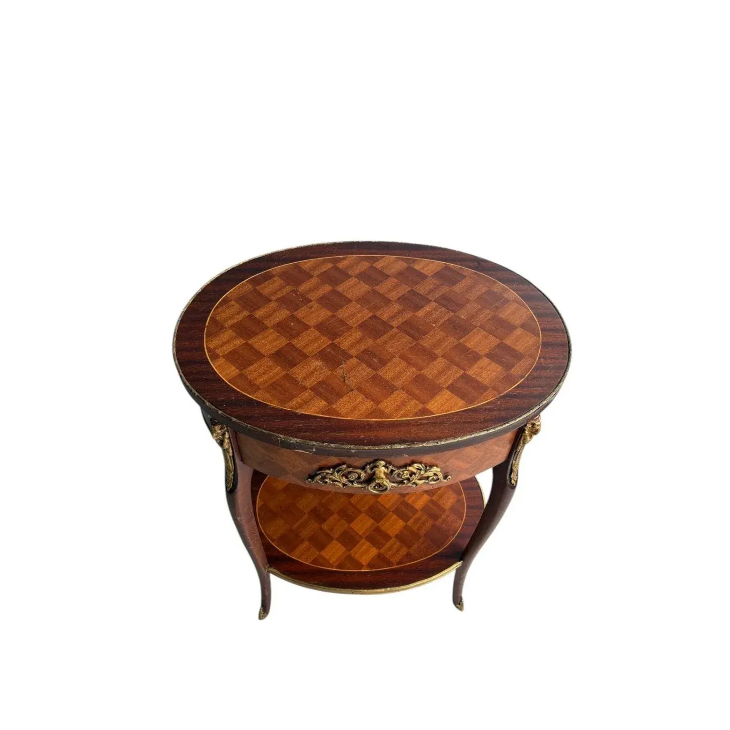 Antique Parquetry Side Table French Louis XV-Style - image-2