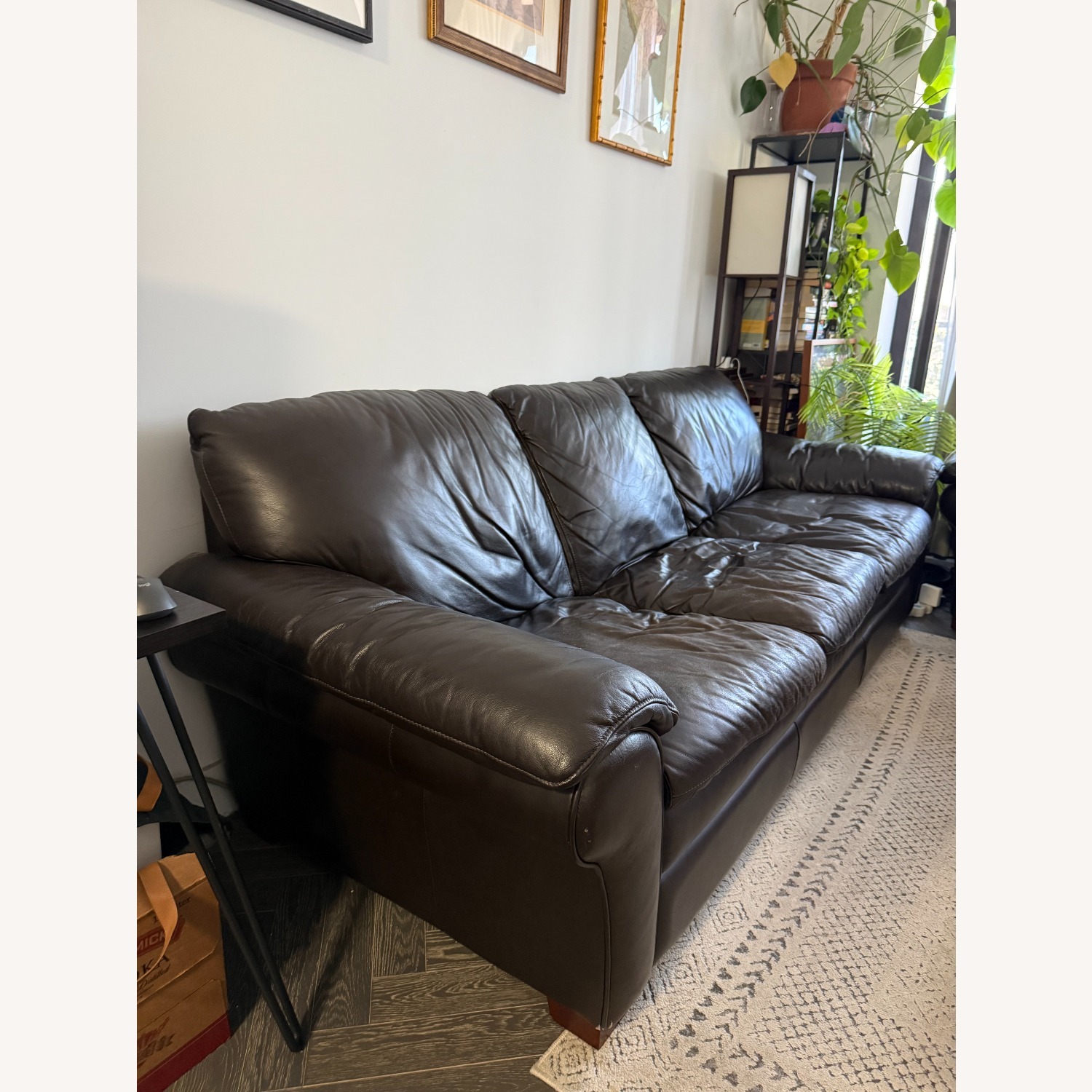 Jordan's Furniture Brown Leather Sofa - image-3