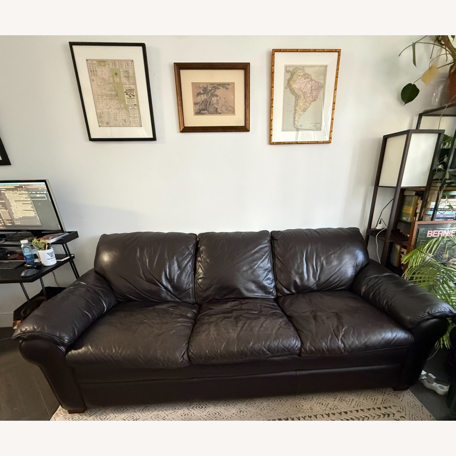 Jordan's Furniture Brown Leather Sofa - image-2