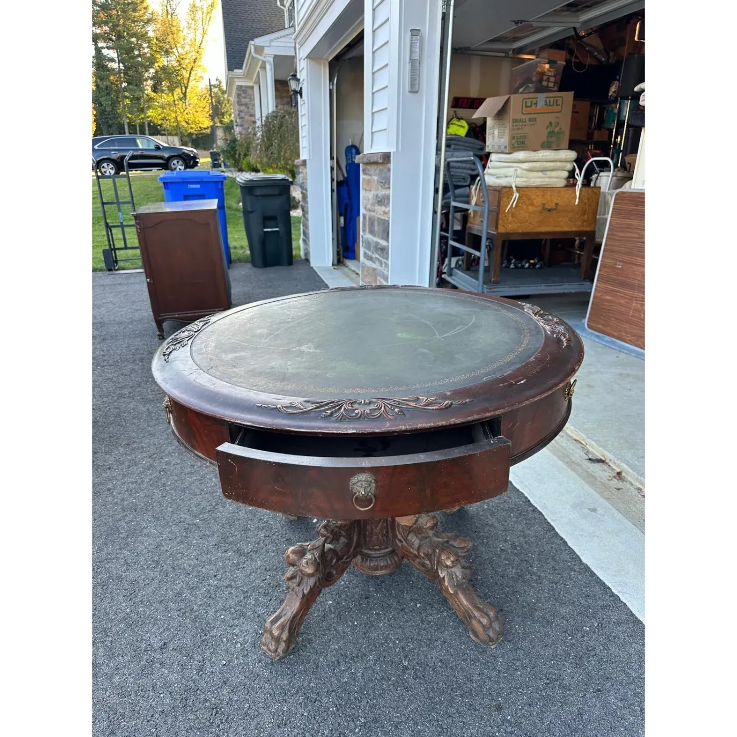 Victorian Carved Mahogany and Oak Center Table - image-2