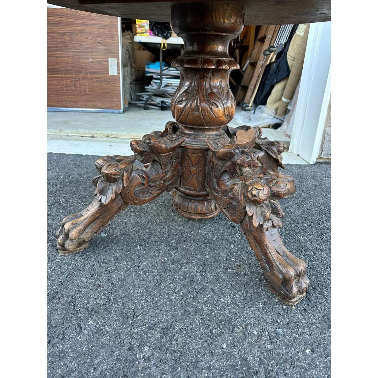 Victorian Carved Mahogany and Oak Center Table - image-3