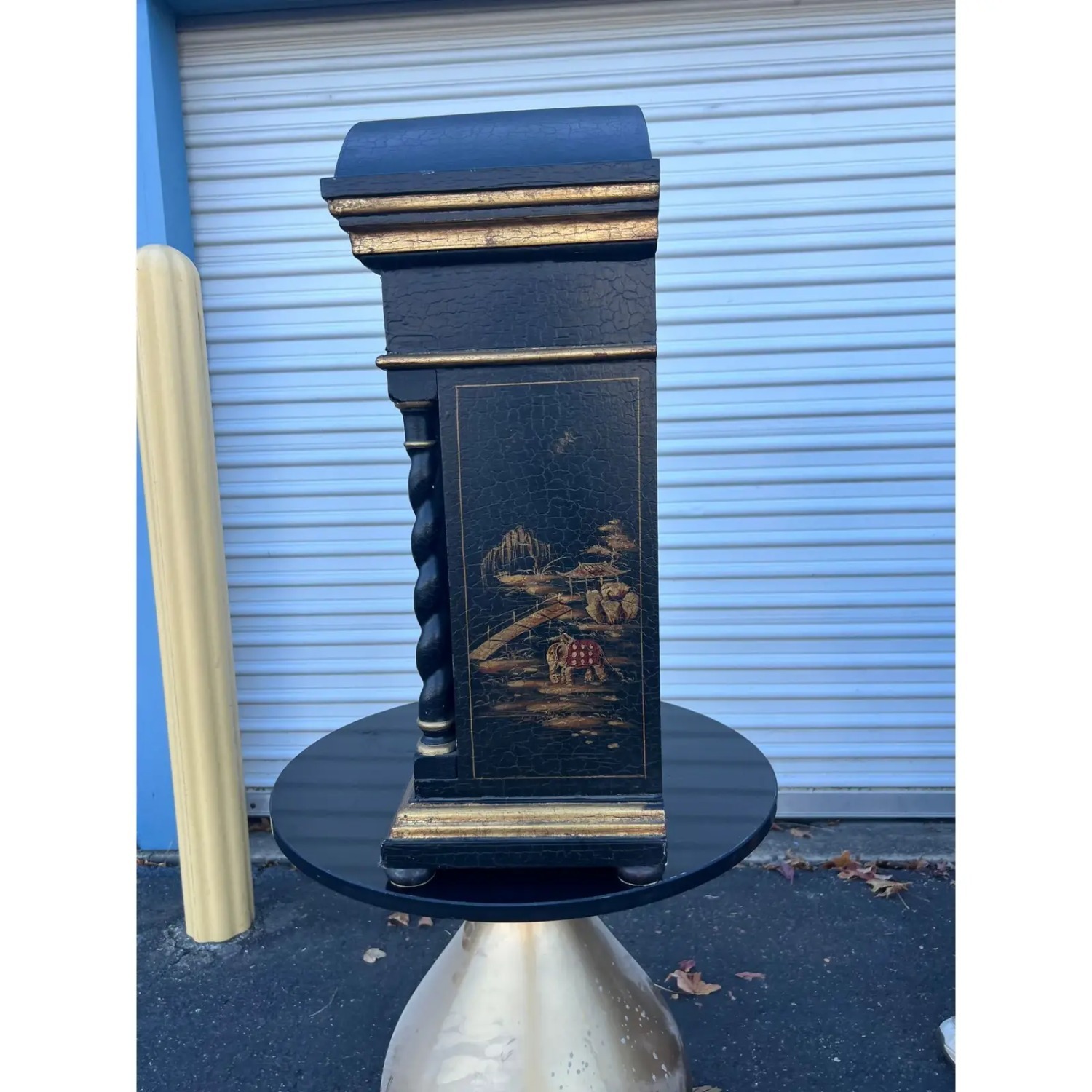 Large 1980s Ebonized Mantle Clock - image-2