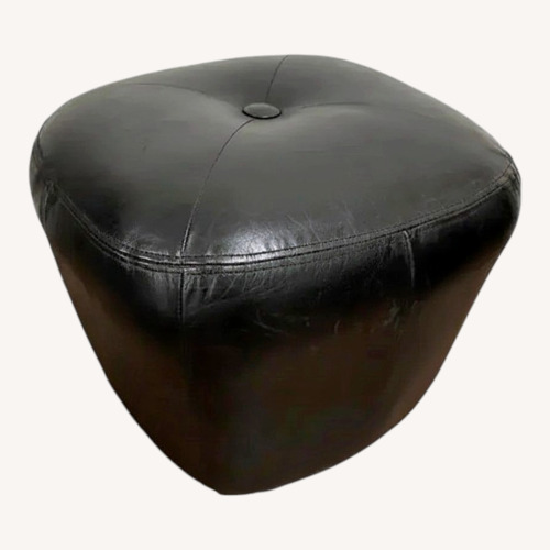 Used Modern Black Leather Foot Stool by Usona for sale on AptDeco
