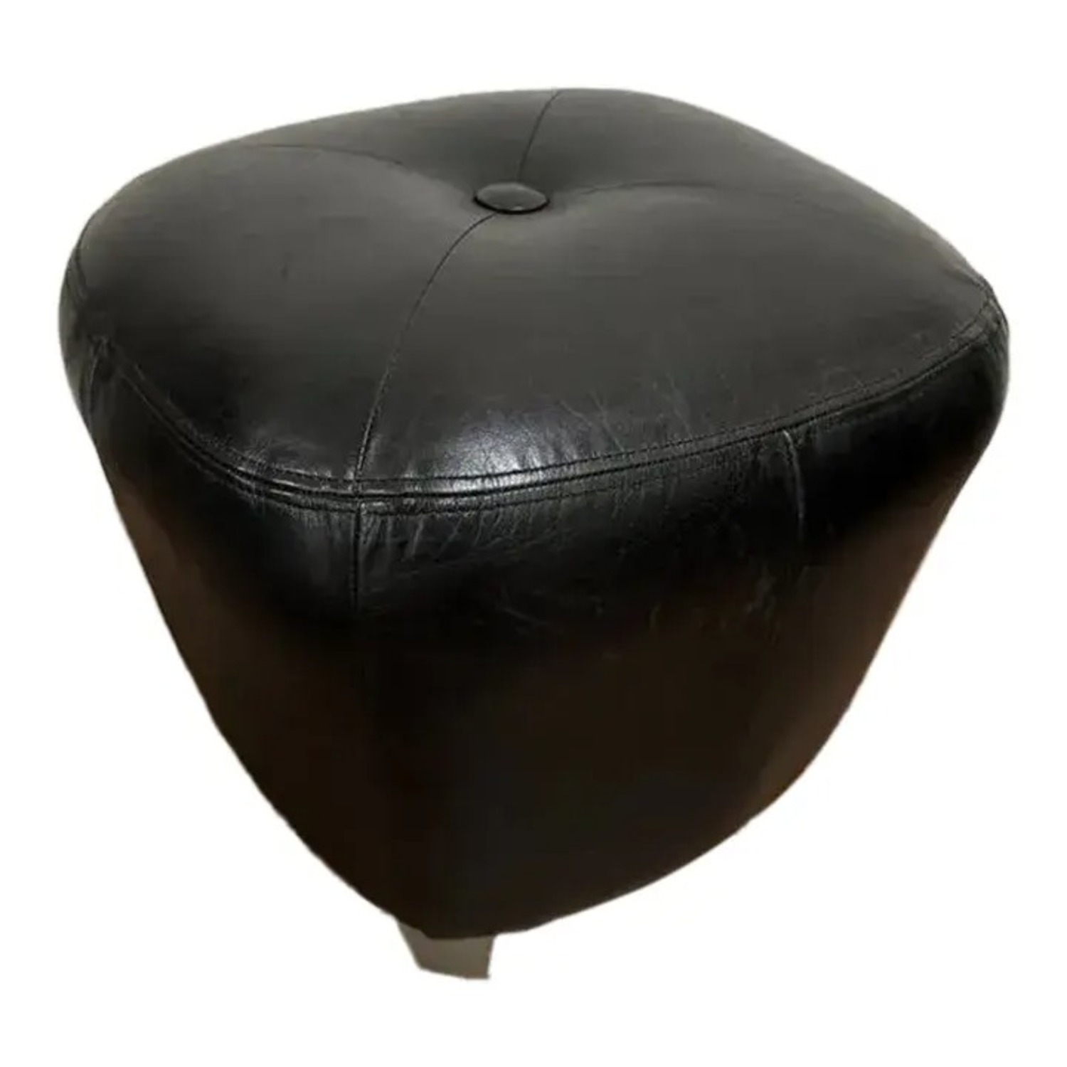 Modern Black Leather Foot Stool by Usona - image-1