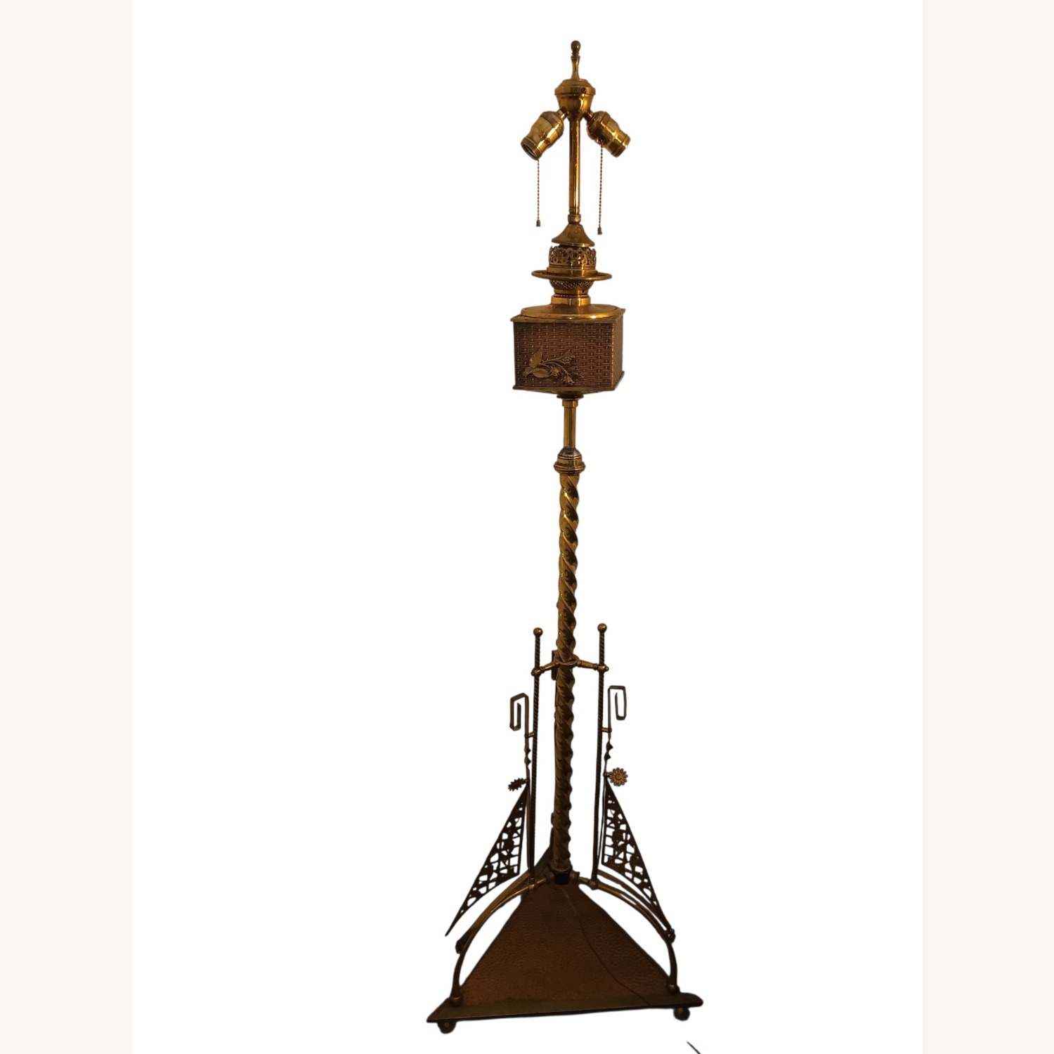 Vintage/Antique Finds Gold Brass Floor Lamp - image-14