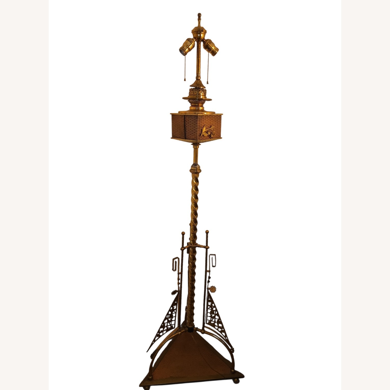 Vintage/Antique Finds Gold Brass Floor Lamp - image-1