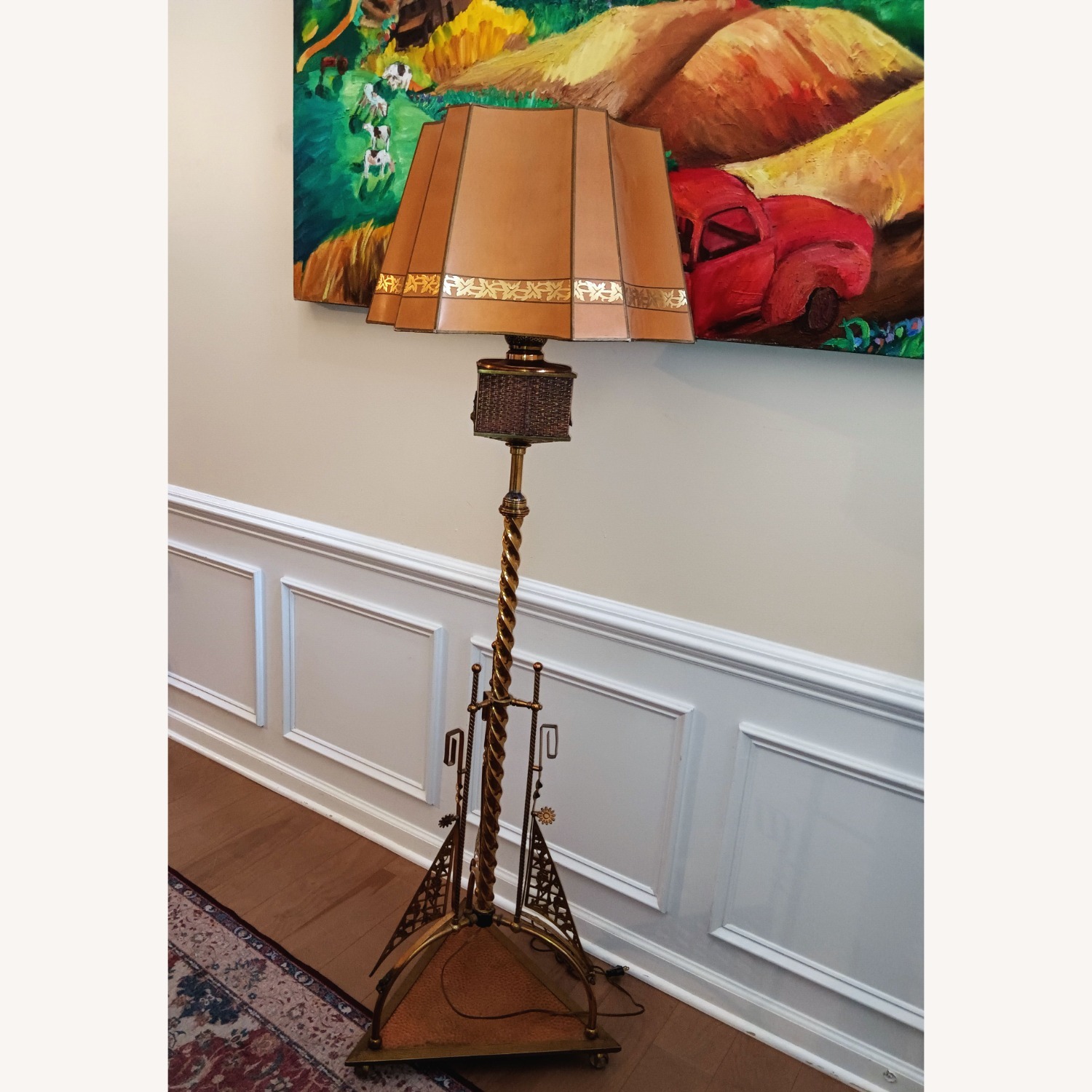 Vintage/Antique Finds Gold Brass Floor Lamp - image-11