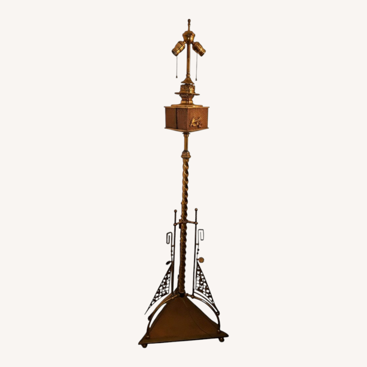 Vintage/Antique Finds Gold Brass Floor Lamp - image-0