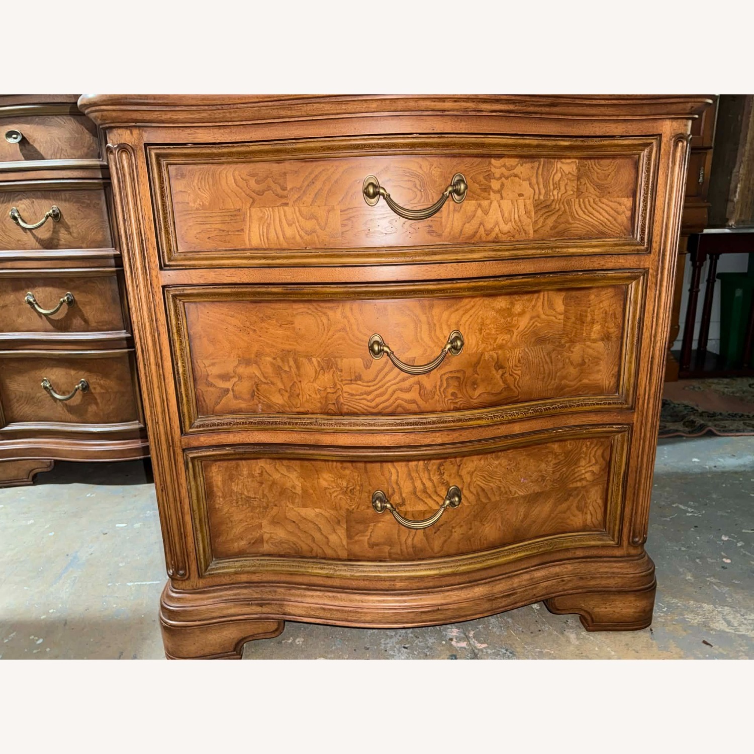 Vintage Thomasville BurlWood Dresser and Nightstands - image-25
