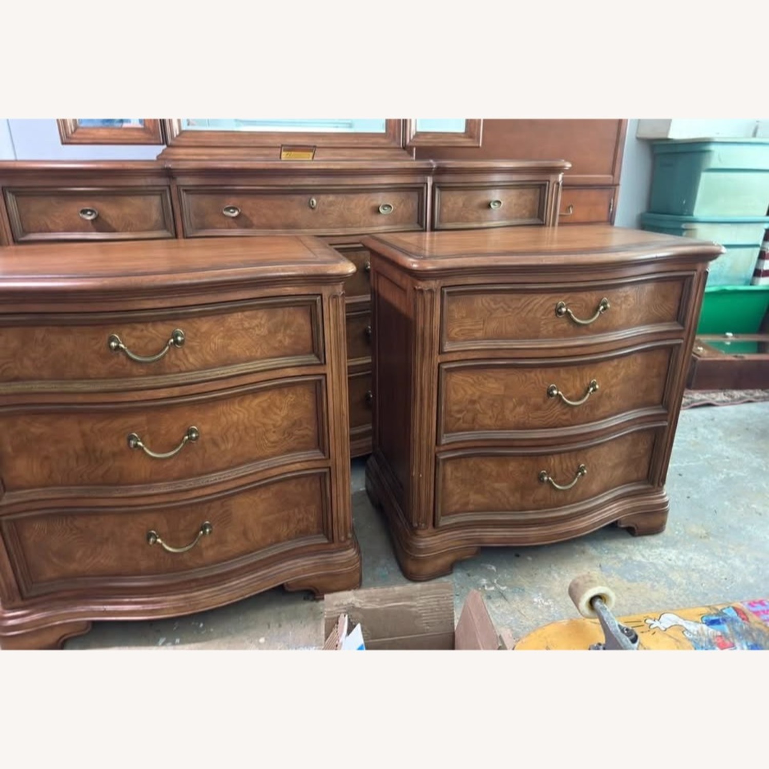 Vintage Thomasville BurlWood Dresser and Nightstands - image-6