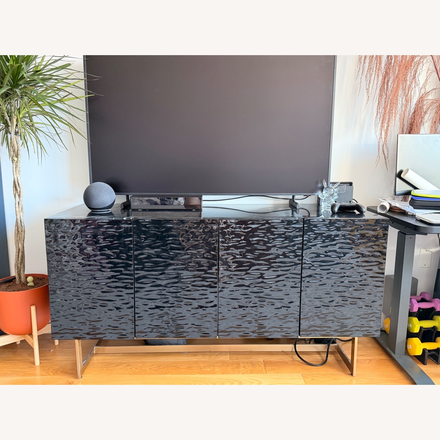 CB2 Ripple Black Lacquer Media Storage - image-4