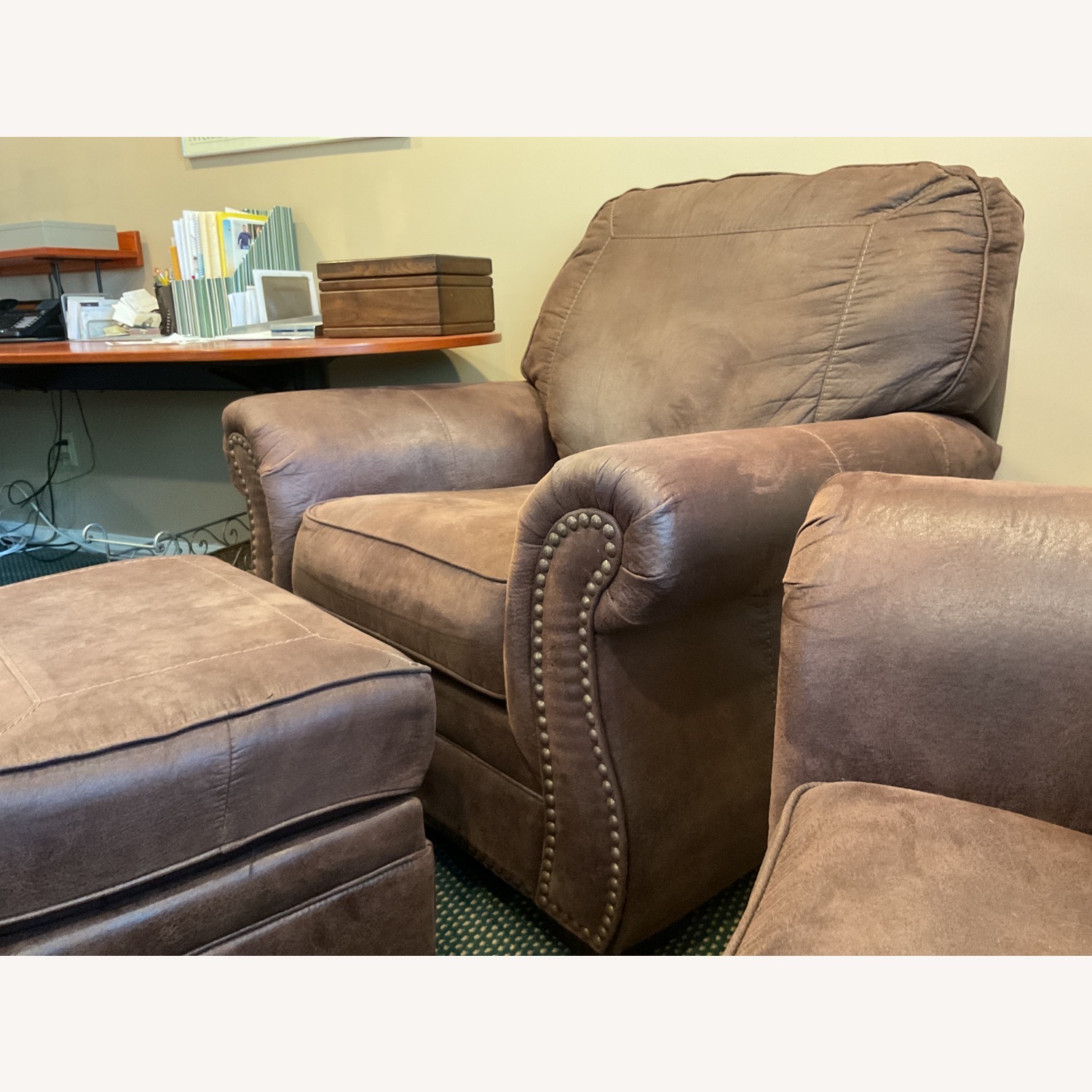 Dark Brown Faux Leather Armchair - image-3